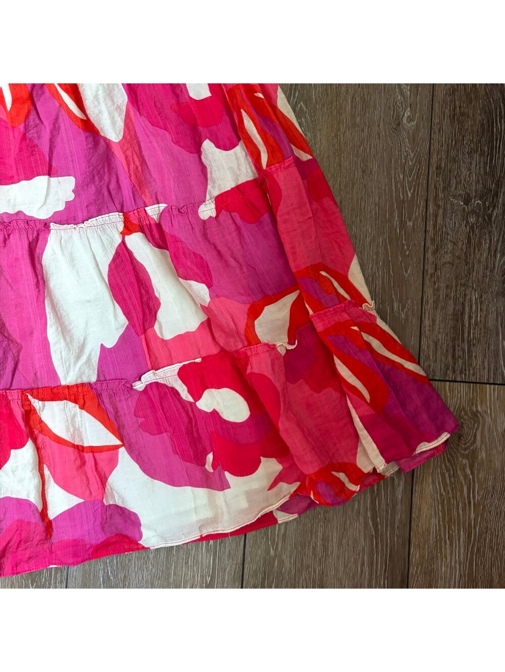 MSK Pink Abstract Tiered Maxi Dress M - Picture 2 of 6